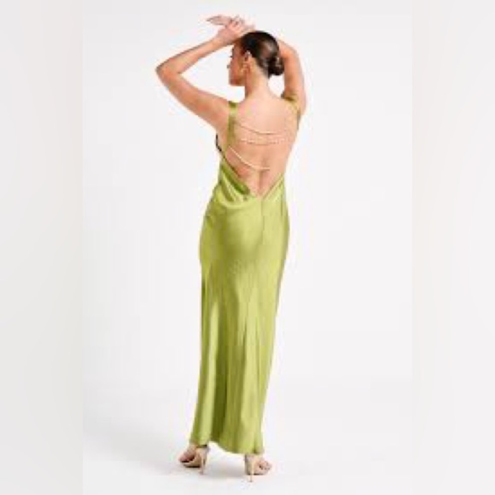 Meshki | Carmelita Open Back Pearl Maxi Dress